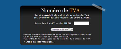 Calcul numéro TVA Intra avec SIREN