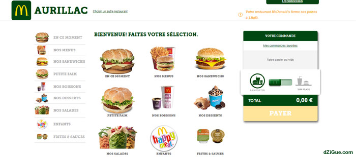 McDo Aurillac commande en lign