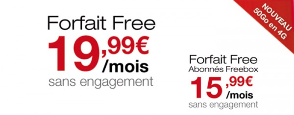 Free Mobile : un forfait avec 50Go d&rsquo;internet 4G