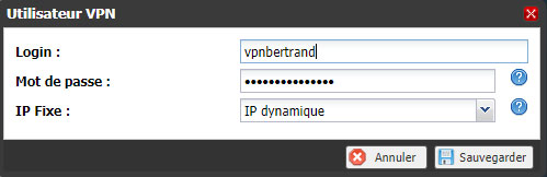 Création utulisateur VPN Freebox